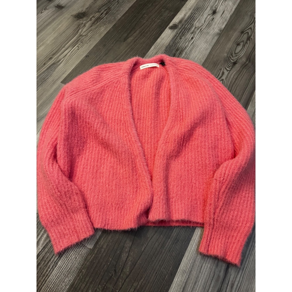 Sleeping on Snow Anthropologie Pink Fuzzy Ribbed Wool Alpaca Cardigan XS
